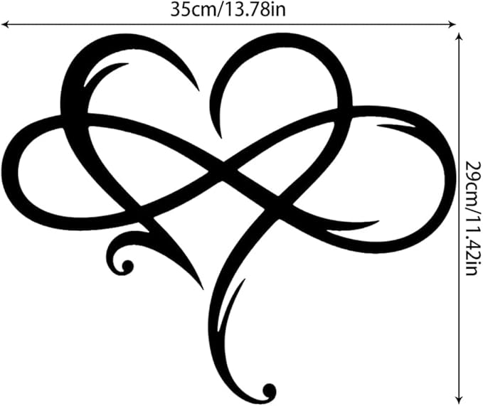 Infinity Heart Wall Decor, Unique Infinity Heart Metal Art Wall Decor Love Sign Steel Wall Plaques Bedroom Ornaments for Home Wedding Decor, Room Living Room Decoration (Black, 13.7x11.4inch)