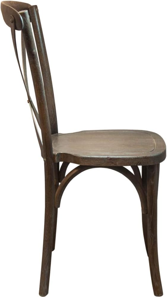 EMMA + OLIVER 2-Pack Gray Wash Dark Driftwood X-Back Chair