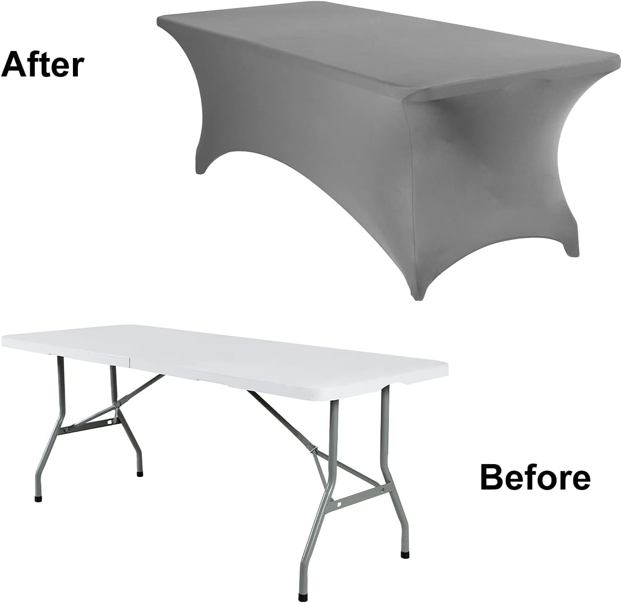 2Pack Spandex Waterproof Table Covers 8ft，Spandex 8ft Waterproof Table Cover for Party,Wedding, Banquet, and Events(Gary)