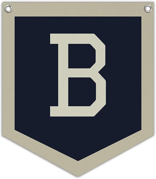 Lacama Toddler Boys Room Decor Name Pennant Flag, Personalized Baby Gifts，Vintage Baby Boy Nursery Wall Art,Baby Boy Gifts, Name Sign for Toddler Bedroom Playroom Kidsroom,Letter B 12x14 in