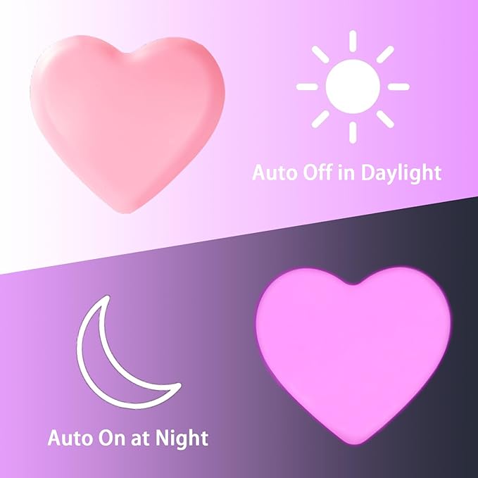 INZU Night Lights Plug into Wall, LED Night Light for Kids, Cute Nightlight with Auto Dusk to Dawn Sensor, LED Nightlight with Soft Warm Light for Bedroom, Nursery, Bathroom, Hallway (2Pack Pink)