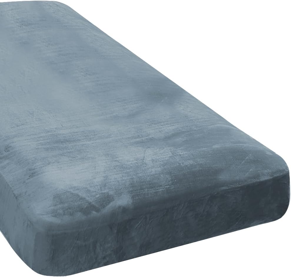 H.VERSAILTEX Velvet Stretch Individual Chaise Cover Sectional Couch Covers for L Shaped Sofa Both Left/Right Furniture Protector Seat Cushion Sofa Cover (1 Piece Chaise Cover, Stone Blue)