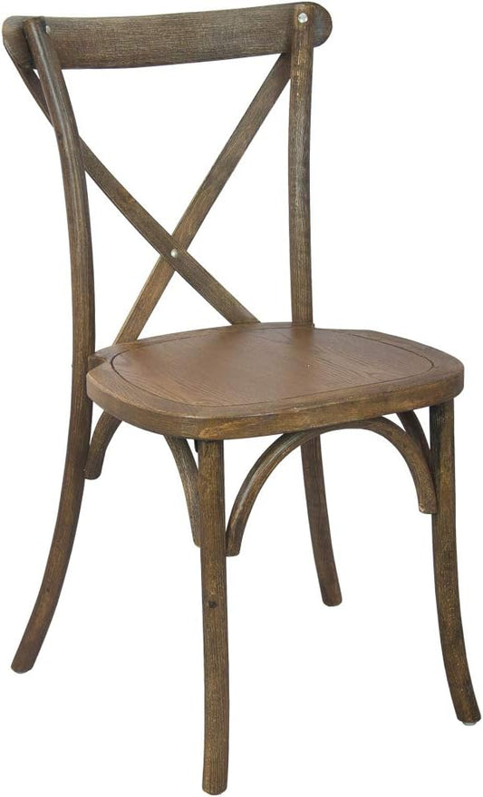 EMMA + OLIVER 2-Pack Hand Scraped Dark Natural X-Back Chair