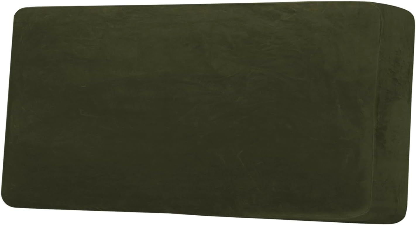 H.VERSAILTEX Velvet Stretch Individual Couch Cushion Cover Plush Cushion Slipcover for Loveseat Sofa Cushion Furniture Protector Seat Cushion Sofa Cover (1 Piece Sofa Cushion Cover, Olive)