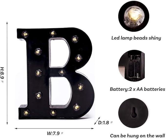 Foaky Black LED Marquee Number Lights Sign Light Up Marquee Number Lights Sign for Night Light Wedding Birthday Party Battery Powered Christmas Lamp Home Bar Decoration