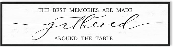 The Best Memories Are Made Gathered Around The Table Sign Wall Decor: Farmhouse Kitchen Signs Modern Dining Room Wall Decor Rustic Kitchen Wall Art Framed Large Hanging Wall Plaques 12"X40"