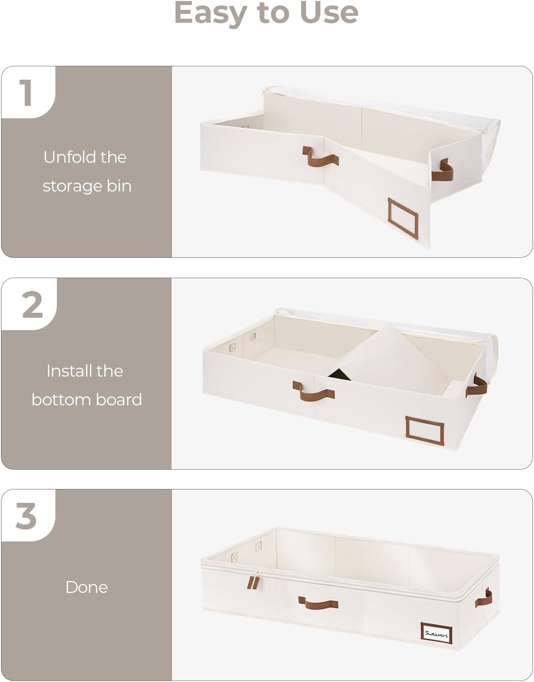 StorageWorks Extra Large Under Bed Storage Containers with Handles and Label Holder, 2 Pack Ultra-thick Fabric Underbed Bins, Closet Organizer for Clothes, Blankets, Sweater