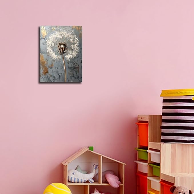VVJSZHJ Rustic Dandelion Wall Art for Kitchen Bedroom Wall Painting Decoration Modern Prints Artwork Home Decor (Dandelion, 12x16 inch, Wrapped Canvas)
