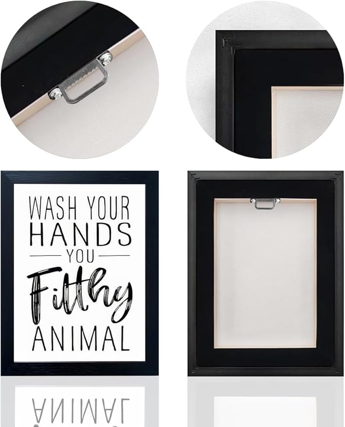 Black and White Bathroom Decor Art Bathroom Decor Signs Small Black Framed Canvas Toilet Art Kid's Washroom Artwork Print