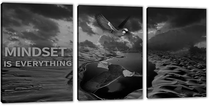 Yetaryy 3 Panels Inspirational Canvas Painting Motivational Wall Art Success Framed Poster Grind Hustle Positive Quotes Wall Poster Office Inspirational Wall Décor 60''W x 28''H (Animals-HeiYing-3L)