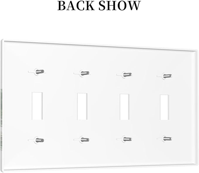 Light Switch Covers Palm Trees Tropical Green Plant Palm Leaf Quad Toggle Electrical Faceplate 4 Gang Wall Plate Decorative Switch Plates For Bed Room Bathroom Decor