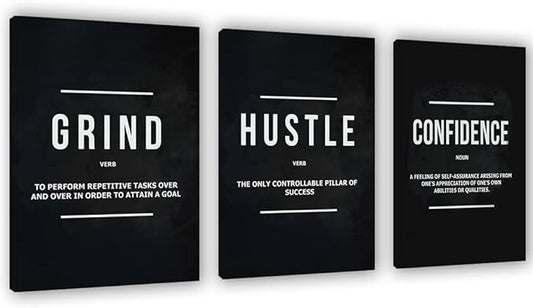 Yetaryy Motivational Poster Inspirational Wall Art 3 Pieces Canvas Painting Lion Artwork for Living Room Office Modern Home Decor Prints Pictures Wall Decor Framed Ready to Hang [36''Wx 16''H]