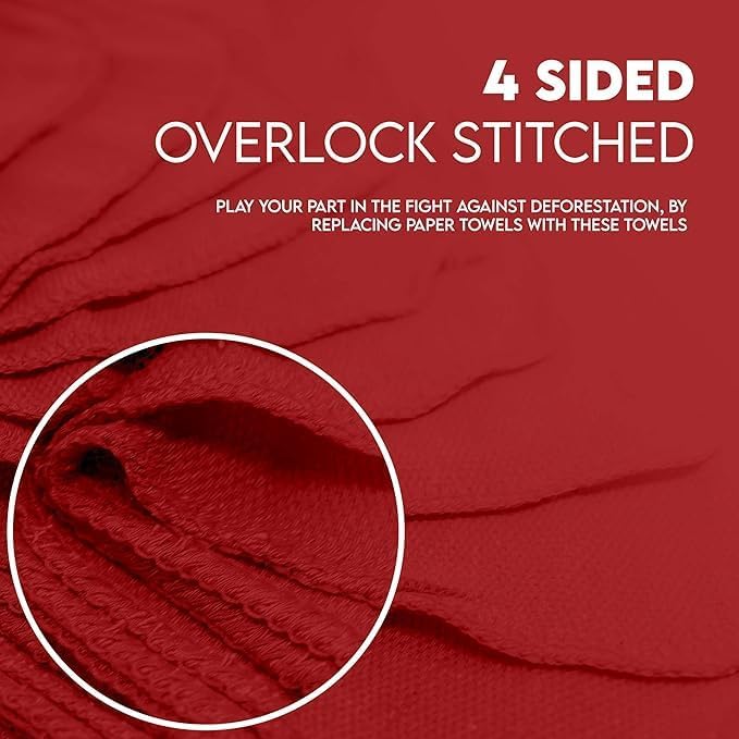 Cotton Shop Towel – Multipurpose Cleaning Cloths (14" x 12" - Pack of 500 - Red) Reusable Shop Rags for Automobiles, Industrial, Restaurants, Garage, and Homes