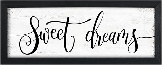YPY Sweet Dreams Wall Decor Sign: Bedroom Wall Art Above Bed Farmhouse Sign Decorations for Master Guest Room Dormitory Black Frame Hanging