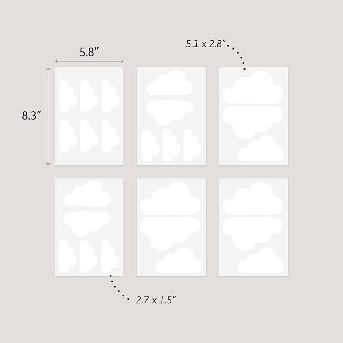 Clouds - Easy-to-Apply & Removable Wall Stickers: Transform Your Toddlers Bedroom with Durable, Vibrant Peel-and-Stick Wall Decor – Stickers for Kids