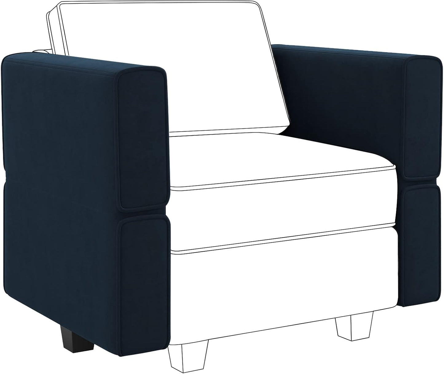 Belffin Modular Sofa Armrest Backrest Module for Modular Sectional Sofa Couch Side Armrest, Backrest Velvet Blue