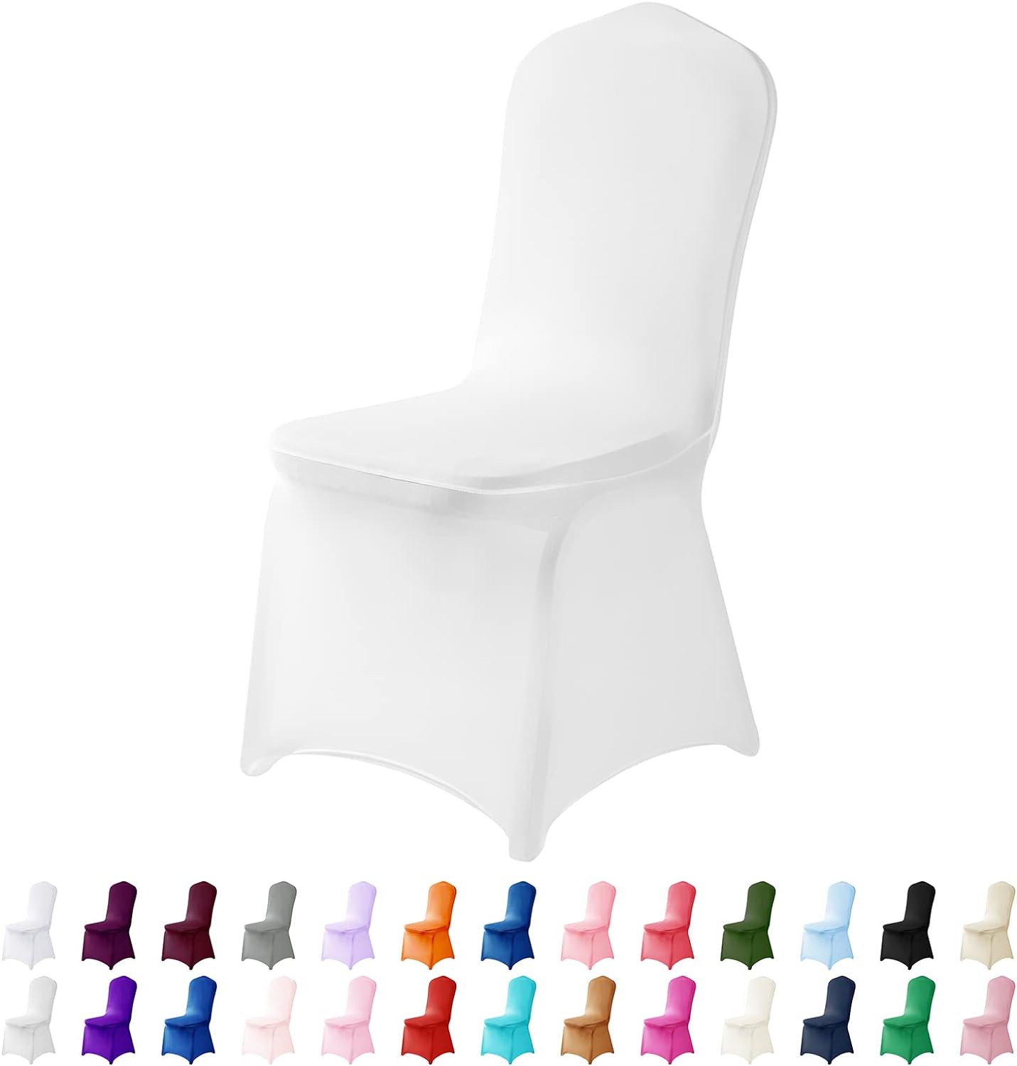 Spandex Chair Cover, 100PCS, Removable and Washable Protector for Living Room, Party, Banquet, Wedding Event, Hotel (White)