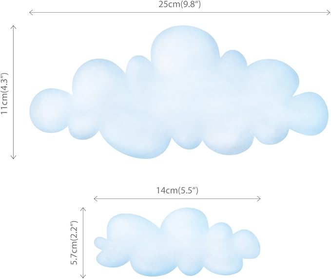 DECOWALL Small Clouds Wall Decals for Kids – Peel and Stick Removable Cloud Stickers for Nursery, Bedroom & Living Room – Soft Neutral Sky Wall Decor for Baby Room, Playroom, Modern Home (DS4-8030)