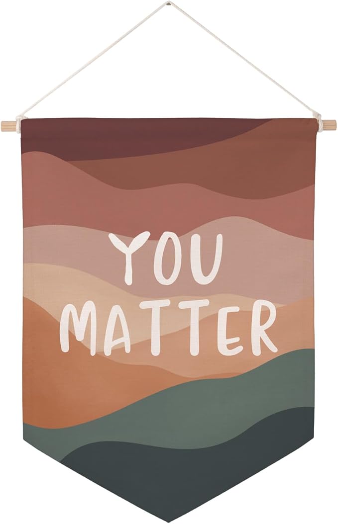 You Matter Wall Hanging Banner, Affirmations Art, Mental Health Art, School Counselor Room Decor, Psychologist Tool, Therapist Gift, Social Worker Gift, Wall Banners Gift, Linen Cotton Fabric Banners