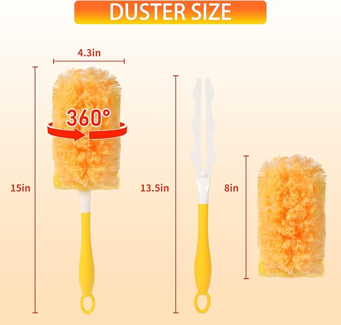 18 Pack Heavy Duty Duster Refills for Swiffer Duster, with 1 Handle, Multisurface 360° Dusters with 4X Microfibers, Unscented Disposable Duster Refills for Cleaning Home, Helps Remove Allergens