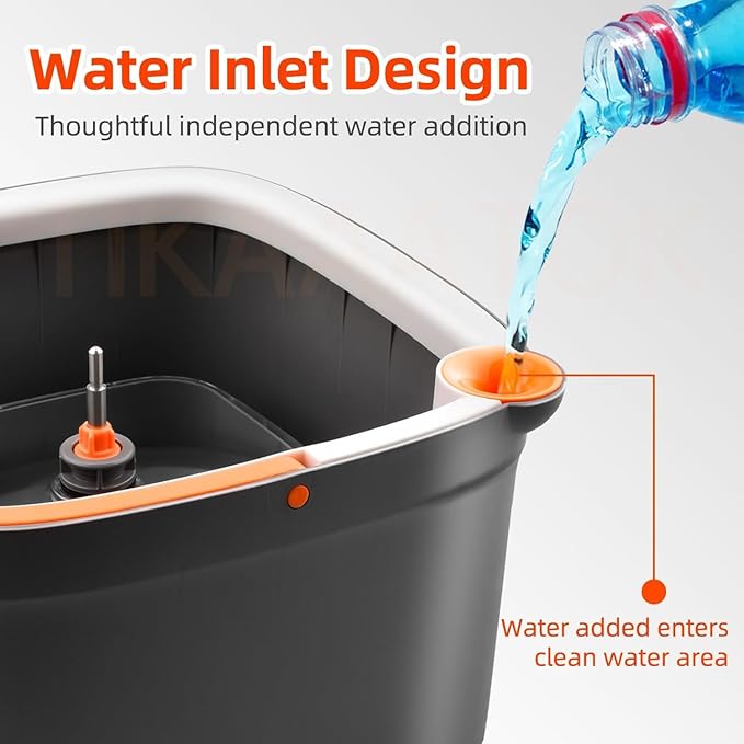 KZKR Spin Mop and Bucket Set with 2 Replaceable Microfiber Mop Pads with Self Separation Dirty and Clean Water System, Self Wringing 360° Rotating Square Mop Head for Hardwood Tile Marble Floors