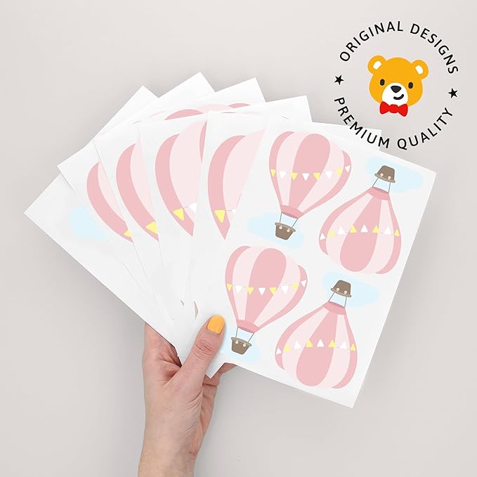 Hot Air Balloons - Easy-to-Apply & Removable Wall Stickers: Transform Your Toddlers Bedroom with Durable, Vibrant Peel-and-Stick Wall Decor – Stickers for Kids