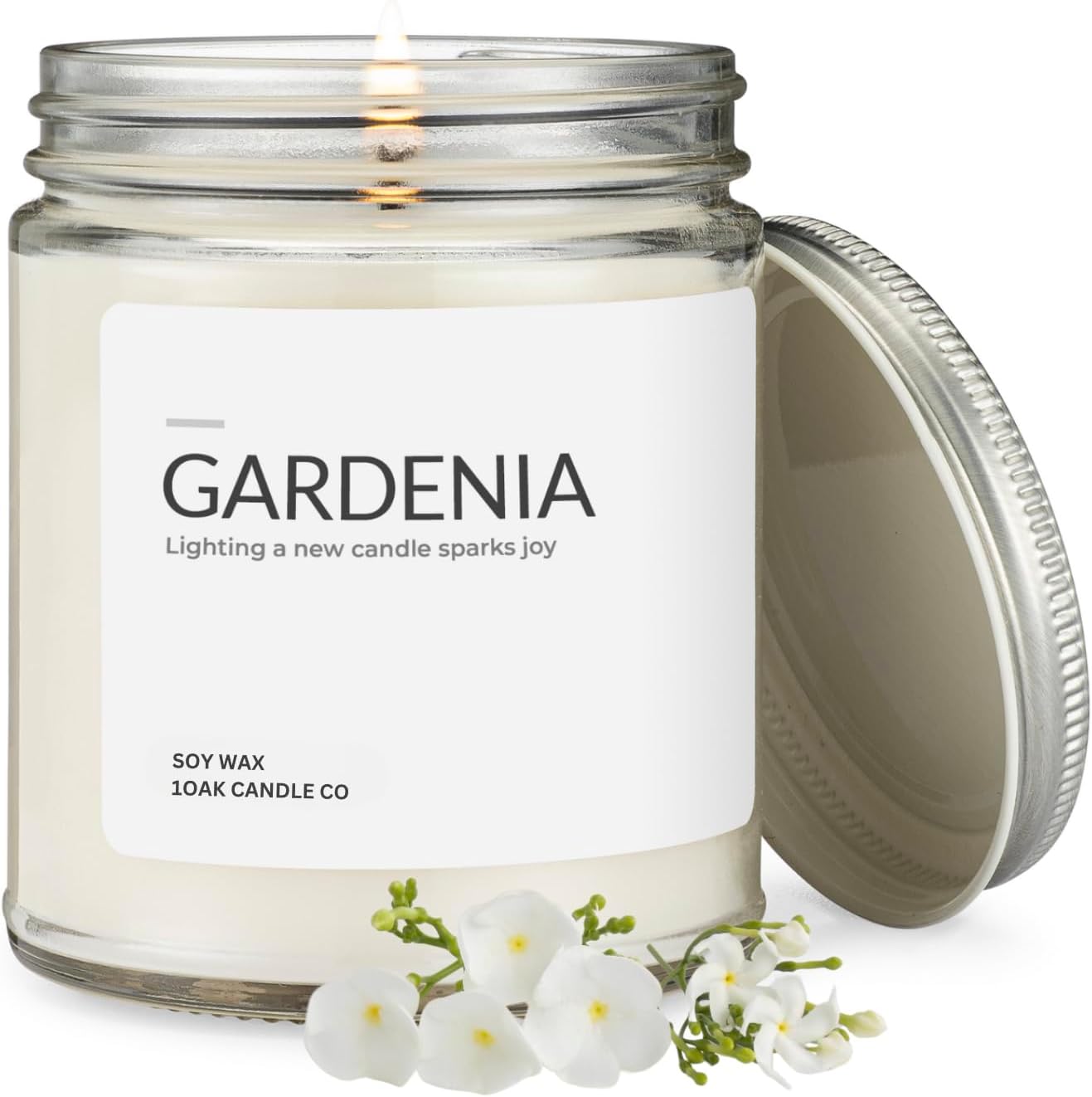1OAK Soy Wax Scented Candles (Gardenia) - Long Burning Premium Hand-Poured (7oz.)