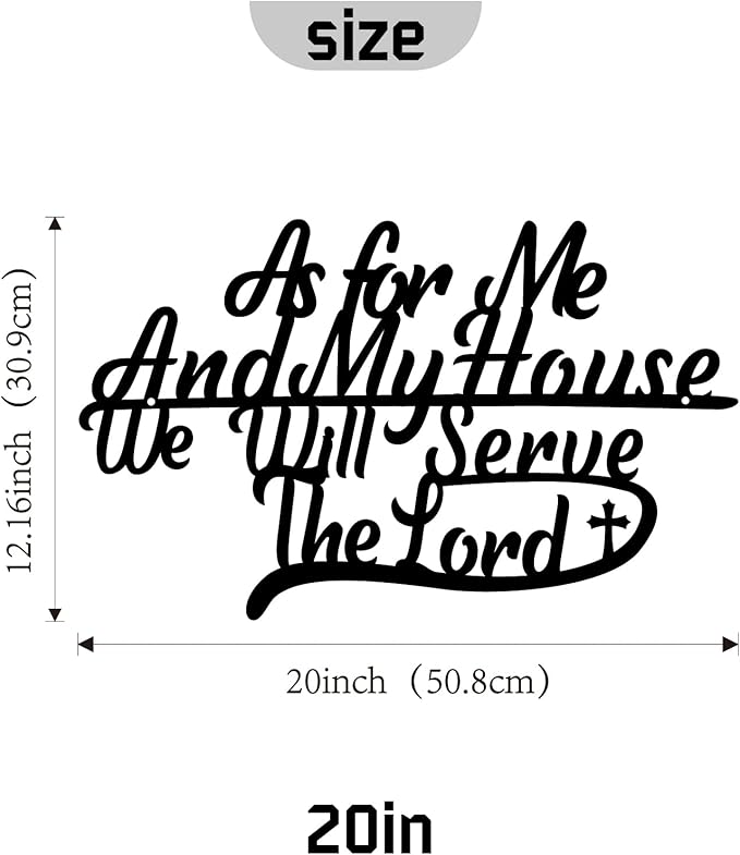 Hppybiry as for Me and My House We Will Serve the Lord Metal Wall Decor Bible Verses Black Metal Signs 20Inch Wall Art Christian Religious Scripture Wall Hanging Decoration for Living Room Office