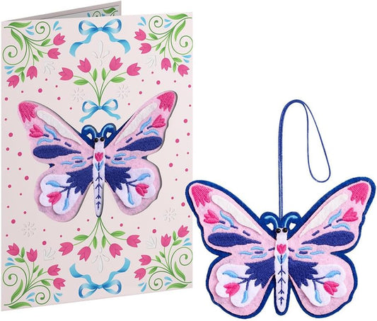 Lovepop Handmade Dazzling Butterfly HeartFelt Charm Card | Soft Felt Keychain for Wallet, Handbag, Car Key, Home Decor | Ornaments, Bag Charms, Key Ring, Purse Accessories, Gift Toppers