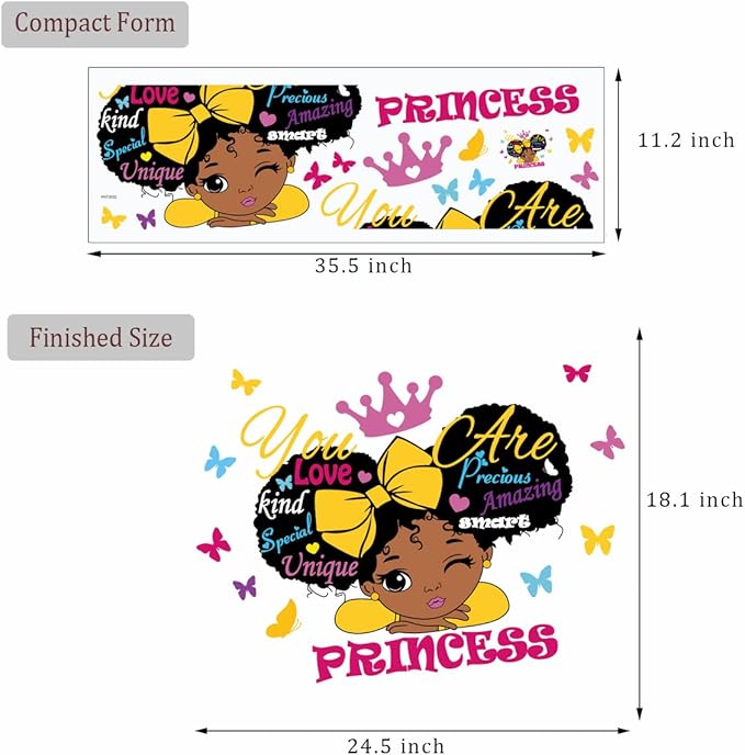 Black Girl Wall Decals for Girls Bedroom Religious Butterfly Wall Art Sticker Inspirational Quotes You are Beautiful Nursery Wall Sticker for Kid Room Bedroom Playroom Living Room Home Decor.
