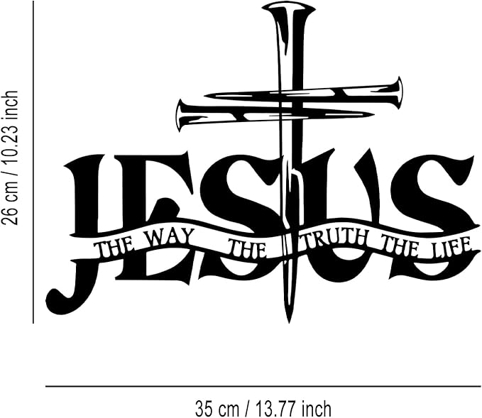 Cross Jesus Truth Metal Wall Decor - Religious Spiritual Faith Room Decor Black Wall Art Home Decor for Living Room, Bathroom, Bedroom, Dining Room, Church (Black)