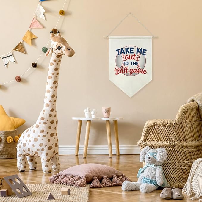 AGMDESIGN Take Me Out To The BallGame Pennant Flag Banner, Funny Baseball Bedroom Decor for Toddler Kids Bedroom Classroom, Funny Sports Nursery Decor Gifts, Ballgame Lovers Gifts for Boys Teen Son