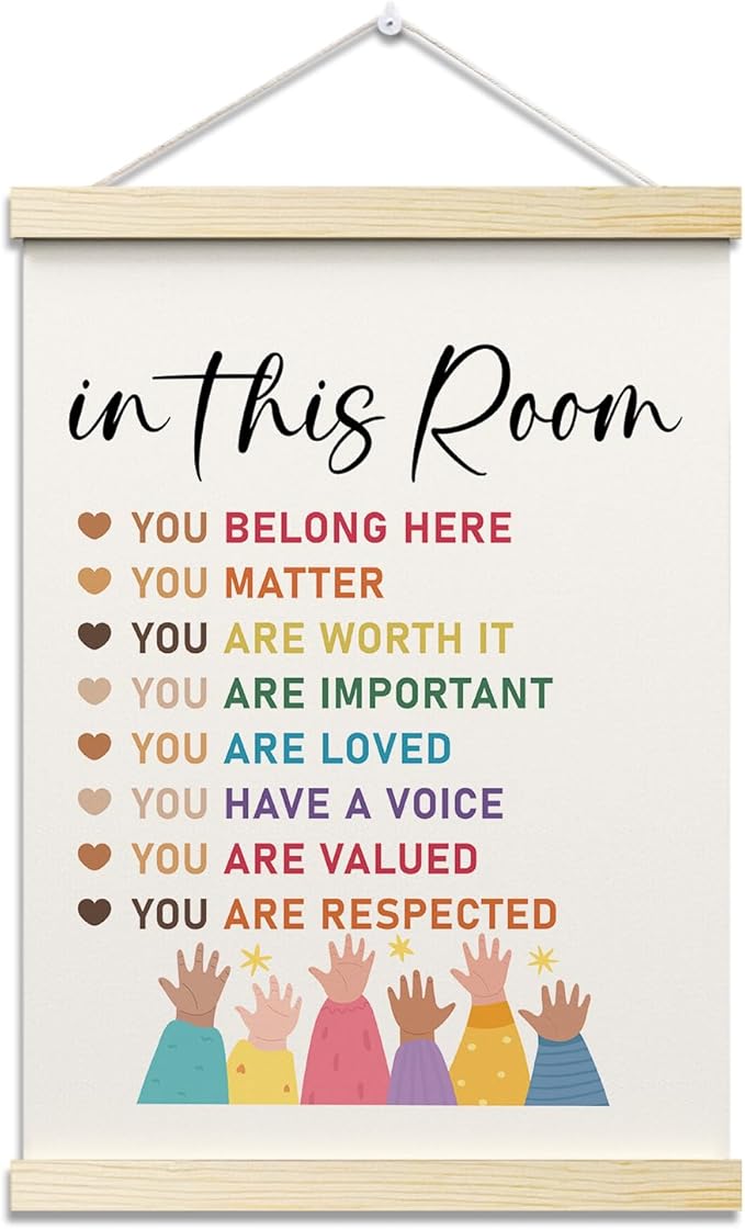 In This Room Posters Hanger Frame for Therapy Office Mental Health Hanging Poster for Nursery Classroom Decor Wall Art Decor for Homeschool Bedroom Canvas Wall Art Print 16x12 Inches - YY041
