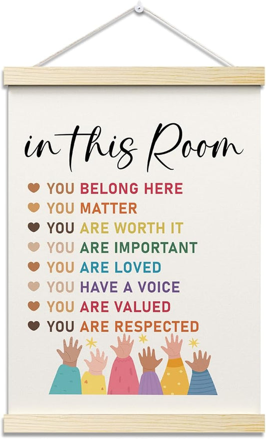 In This Room Posters Hanger Frame for Therapy Office Mental Health Hanging Poster for Nursery Classroom Decor Wall Art Decor for Homeschool Bedroom Canvas Wall Art Print 16x12 Inches - YY041