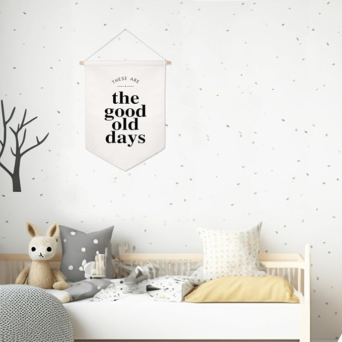 These Are The Good Old Days Hanging Banner, Wall Flag Sign, Over The Bed Wall Decor, Modern Typographic Wall Hanging, Modern Boho Banner Decor, Good Old Days, Kids Flag Banner, Kids Room Decor