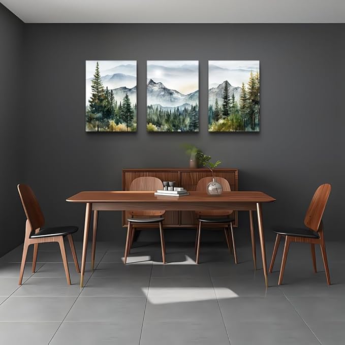 DZRWUBHS Large Wall Art for Living Room Wall Decor for Bedroom Office Decor Abstract Mountain Forest Landscapes Ink Painting Framed Canvas Art Prints Ready to Hang Wall Pictures Modern Home Decor