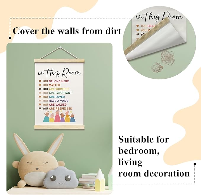 In This Room Posters Hanger Frame for Therapy Office Mental Health Hanging Poster for Nursery Classroom Decor Wall Art Decor for Homeschool Bedroom Canvas Wall Art Print 16x12 Inches - YY041