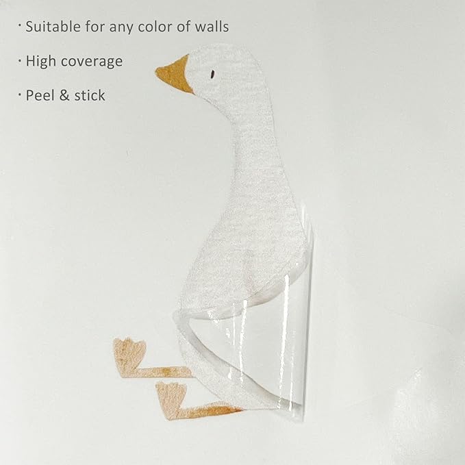 32 Pcs Boho Nursery Animal Wall Decals Peel and Stick, PVC Watercolor Animals Wall Stickers, Cute Wall Art Decor Decal for Kids Bedroom Playroom Baby Room Classroom, Little Silly Goose