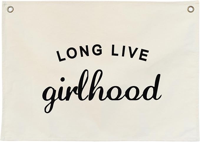 Canvas Banner Hanging Flag Banner for Nursery and Playroom Wall Décor for Kids Trendy Room Décor for Boys and Girls (Girlhood)