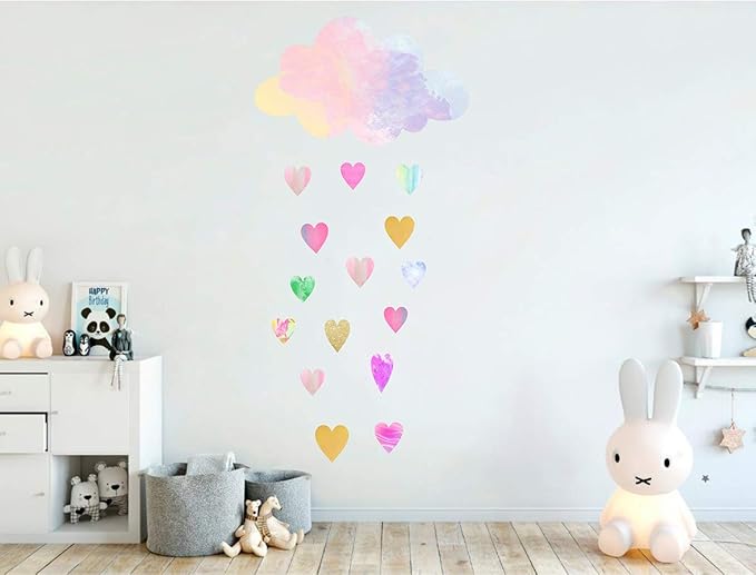 Cloud Wall Decals Heart Wall Decals Removable Peel and Stick Nursery Decal Baby Kids Room Decor