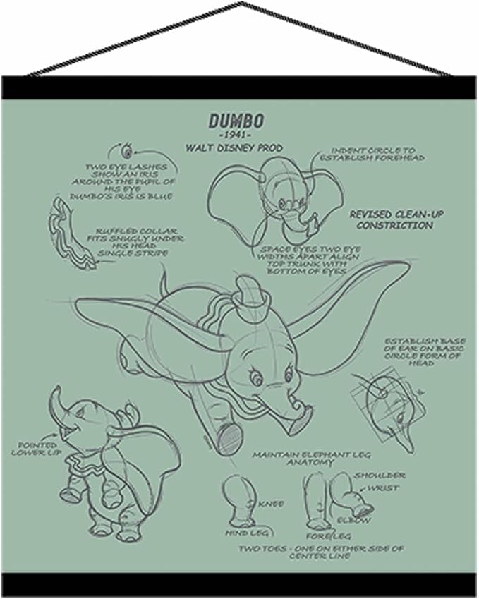 Open Road Brands Disney Dumbo Hanging Canvas Banner - Whimsical Dumbo Wall Decor for Nursery or Movie Room