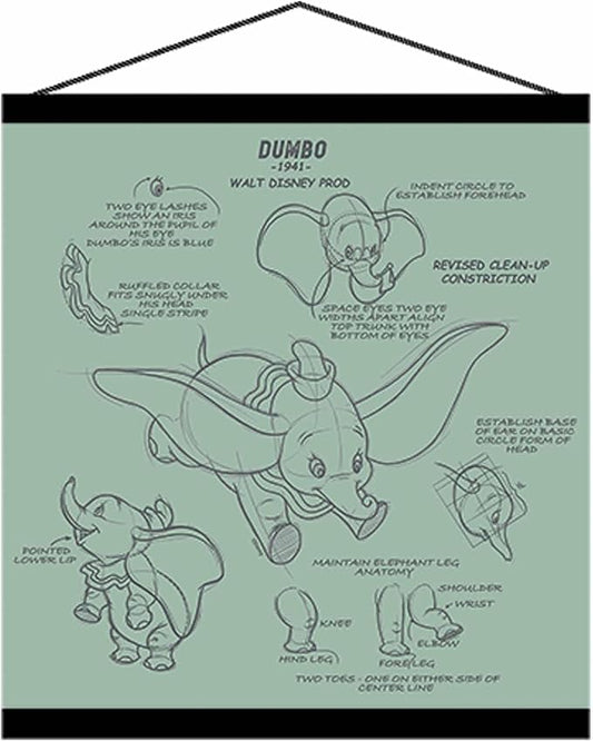 Open Road Brands Disney Dumbo Hanging Canvas Banner - Whimsical Dumbo Wall Decor for Nursery or Movie Room