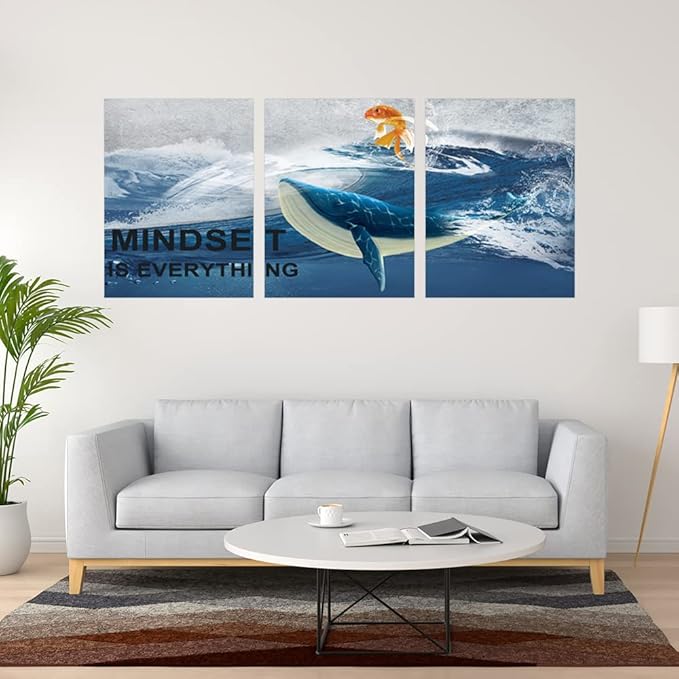 Inspirational Canvas Paintings 3 Panels Motivational Wall Art Inspirational Wall Art Entrepreneur Quotes Artwork Painting Picture for Framed Office Home Decoration Living Room Bedroom 60" W x 28" H