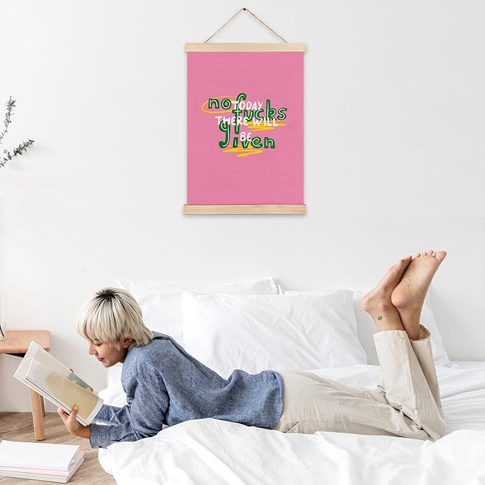 LZYRF Pink Funny Motivational Wall Art Poster Framed, Trendy Retro Adult Humor Inspirational Canvas Prints Wall Decor for Home Living Room Dorm Apartment, 12x16 Inch