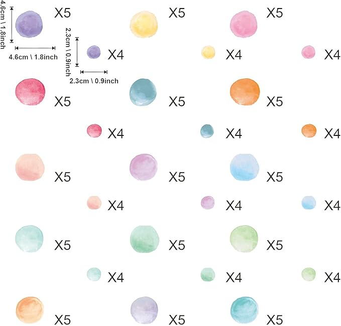 123 Pcs Pastel Polka Dots Wall Stickers, Colorful Round Wall Decal, Peel and Stick Rainbow Wall Stickers, Multicolor Circle Window Clings Decoration for Nursery Wallpaper Kids Bedroom Classroom Wall