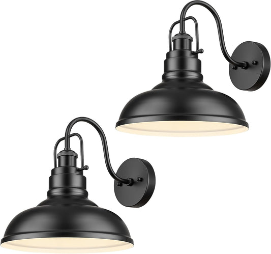 zeyu 2 Pack Barn Sconce Wall Lighting, Vintage Wall Mount Light Fixture, Indoor Wall Sconce Lighting in Matte Black Finish, 016-1B-2PK BK