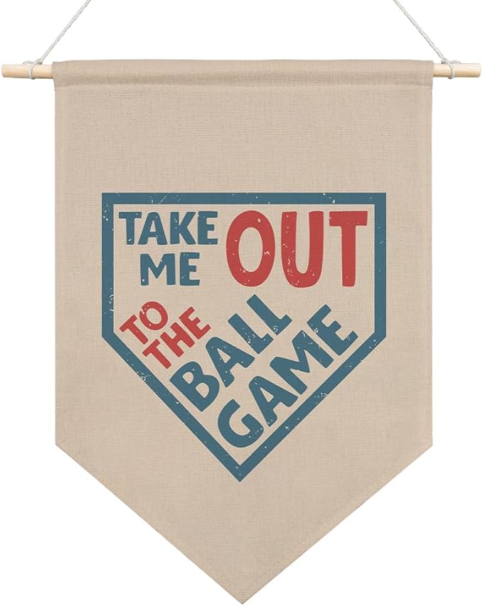 AGMDESIGN Take Me Out To The BallGame Pennant Flag Banner, Baseball Bedroom Decor, Vintage Sports Nursery Decor for Toddler Kids Bedroom Classroom, Ballgame Lovers Gifts for Boys Son Daughter Grandson