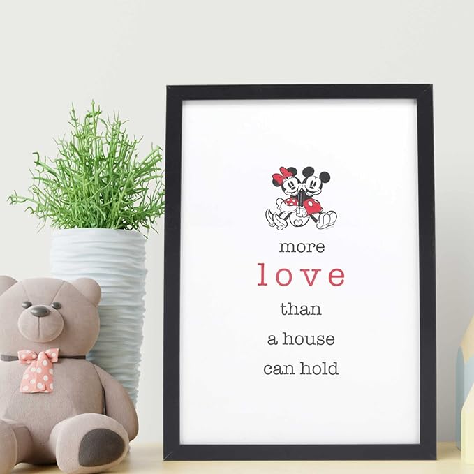 Open Road Brands Disney Mickey and Minnie Framed Wall Art - More Love Than a House Can Hold - Classic Mickey Mouse Picture