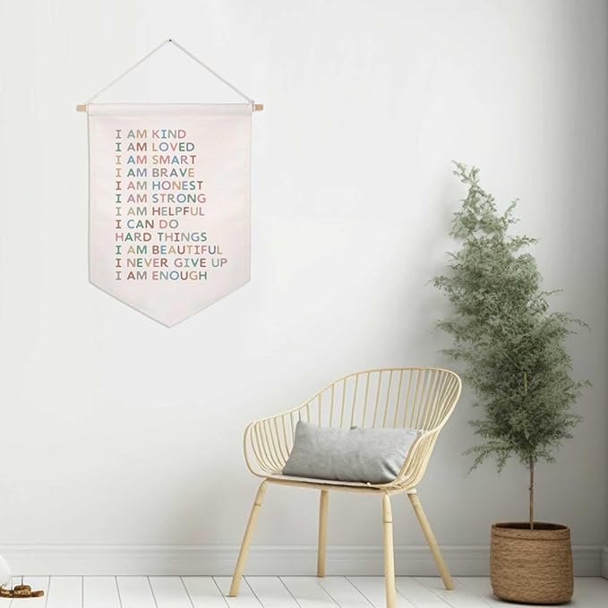 Affirmations for Kids, Classroom Hanging Banner, I Am Affirmations, Classroom Canvas Banner, Playroom Poster, Affirmations Poster, Homeschool Decor, I Am Kind Smart Loved, Classroom Wall Hanging Decor