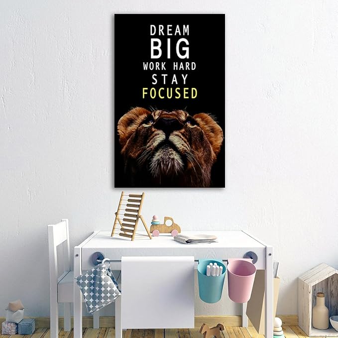 AMART SUN Dream Big and Work Hard • Motivational Print Canvas Wall Art • Inspirational Poster Artwork Modern Home Decor For Home,Office,Gym,Classroom Wall Decor Framed Ready to Hang